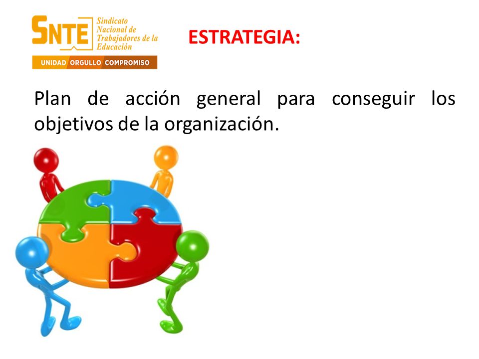 ESTRATEGIA: Plan de acción general para conseguir los objetivos de la organización.