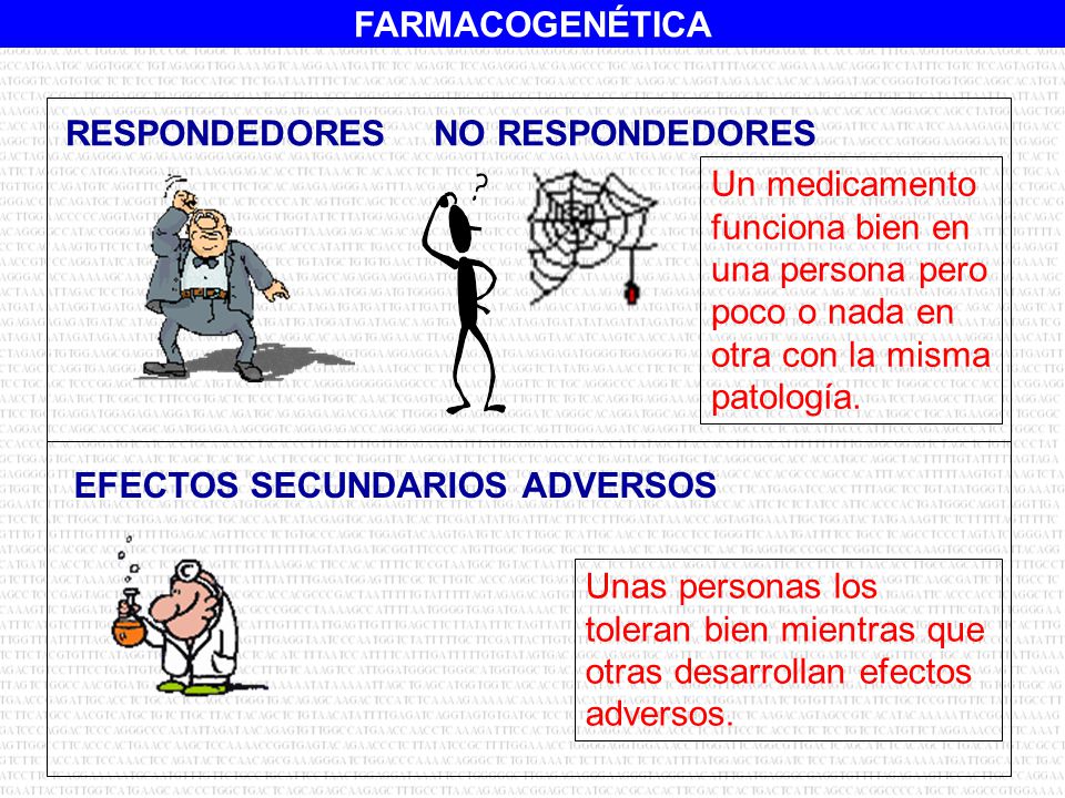 RESPONDEDORES NO RESPONDEDORES. Un medicamento funciona bien en una persona pero poco o nada en otra con la misma patología.