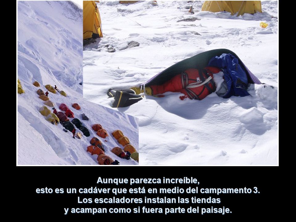 Aunque parezca increíble, esto es un cadáver que está en medio del campamento 3.