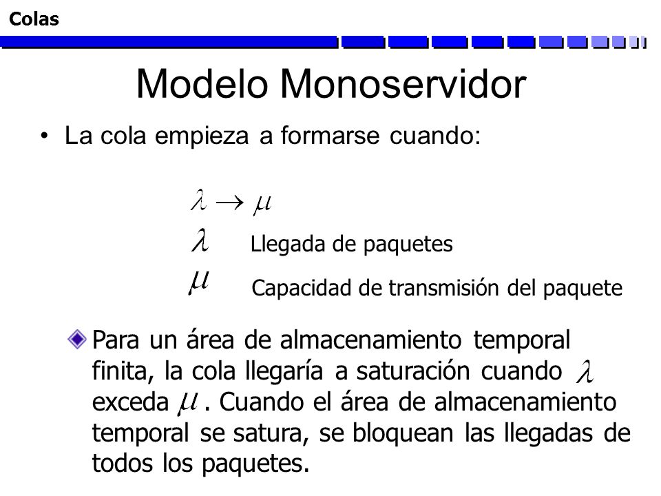 Modelo Monoservidor La cola empieza a formarse cuando: