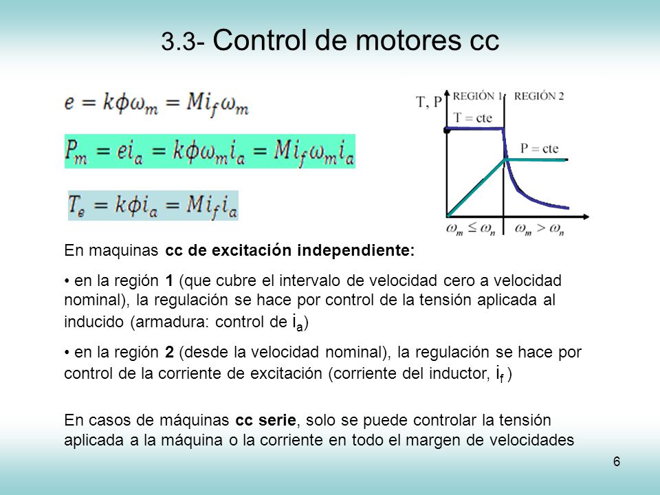 3.3- Control de motores cc En maquinas cc de excitación independiente: