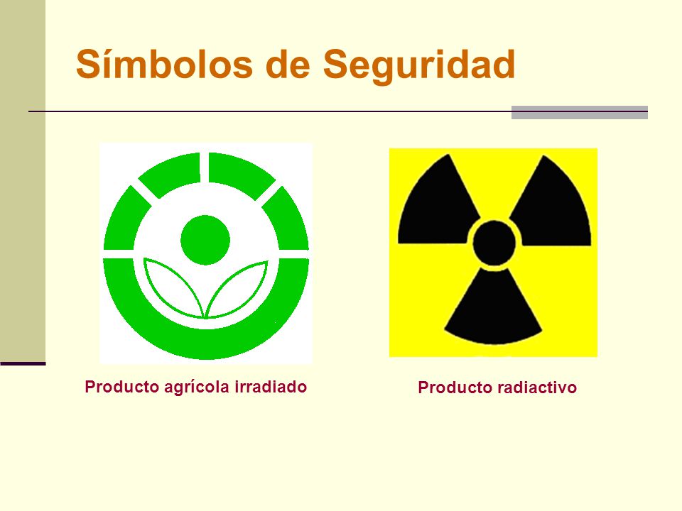 Símbolos de Seguridad Producto agrícola irradiado Producto radiactivo