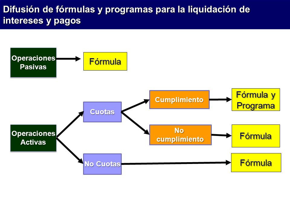 Difusión de fórmulas y programas para la liquidación de intereses y pagos