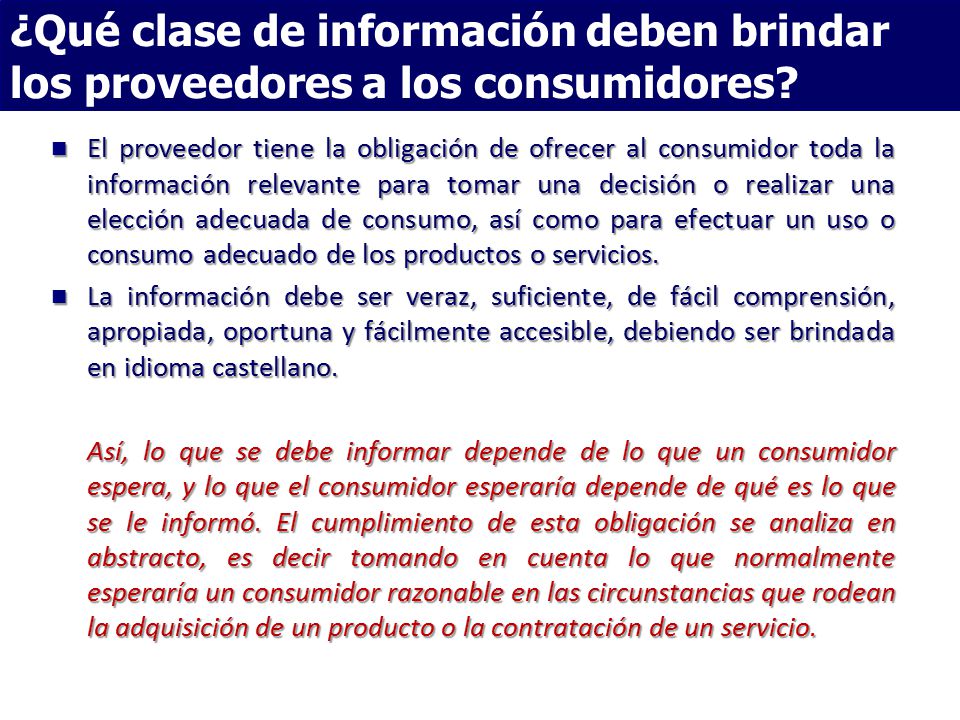 ¿Qué clase de información deben brindar los proveedores a los consumidores