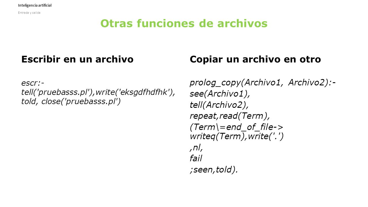 Otras funciones de archivos