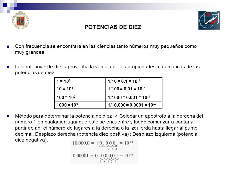 POTENCIAS DE DIEZ Con frecuencia se encontrará en las ciencias tanto números muy pequeños como muy grandes.
