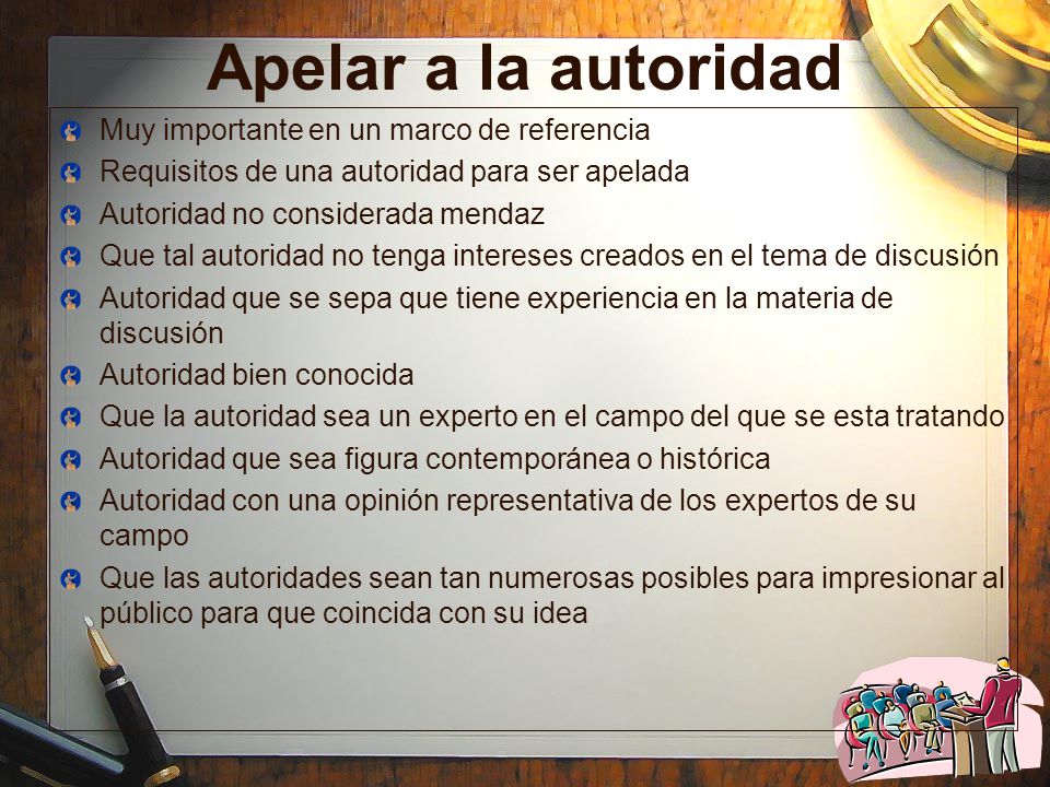 Apelar a la autoridad Muy importante en un marco de referencia