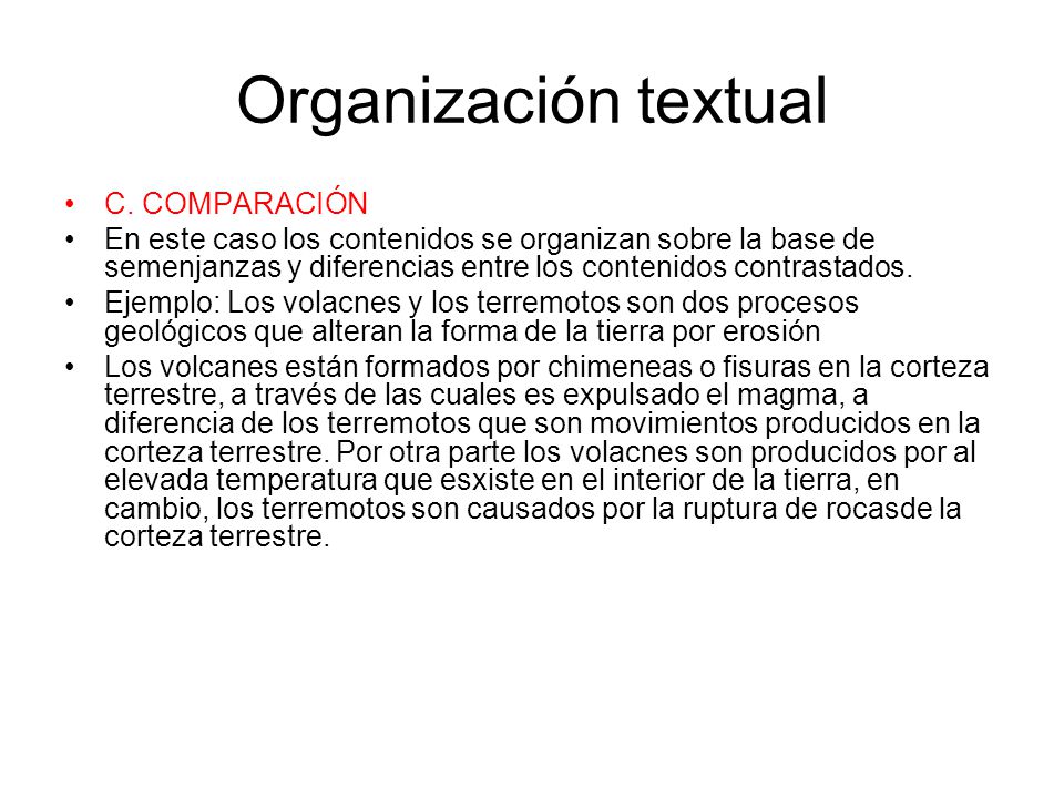 Organización textual C. COMPARACIÓN