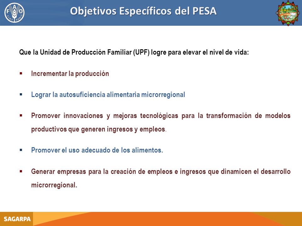 Objetivos Específicos del PESA