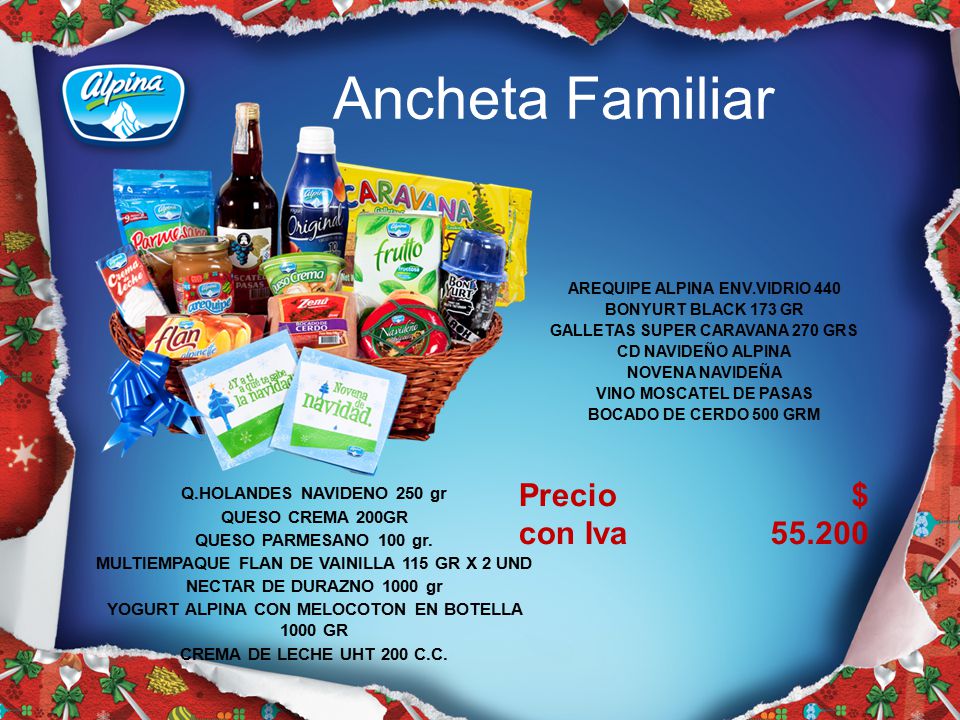 Ancheta Familiar Precio con Iva $ Q.HOLANDES NAVIDENO 250 gr