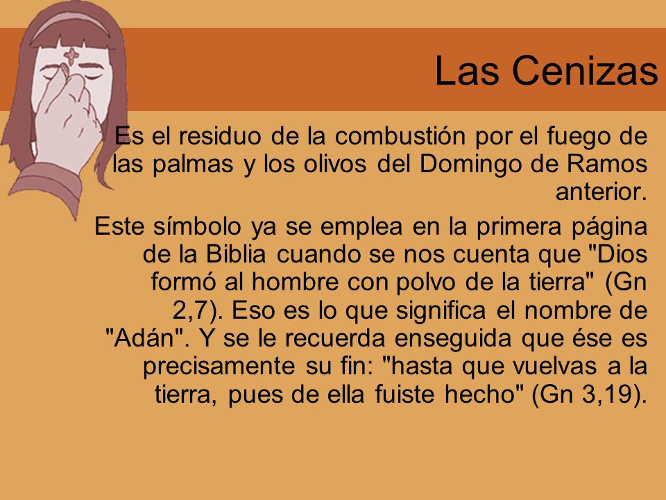 Las Cenizas Es el residuo de la combustión por el fuego de las palmas y los olivos del Domingo de Ramos anterior.