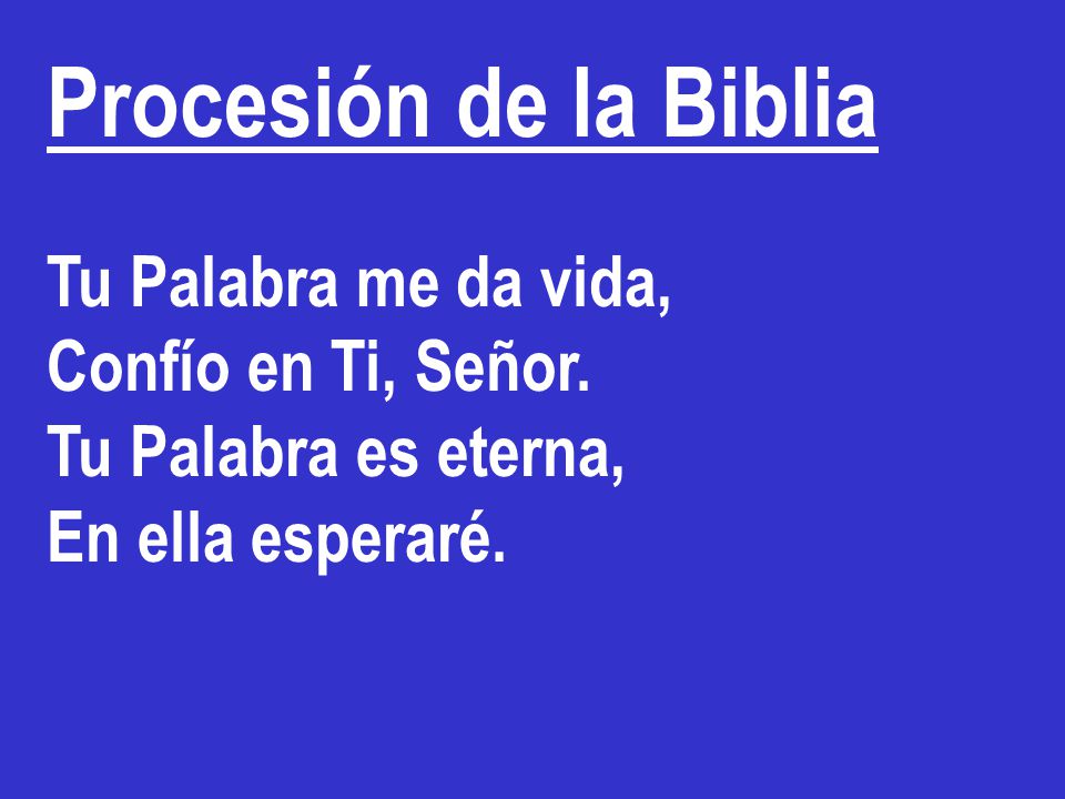 Procesión de la Biblia Tu Palabra me da vida, Confío en Ti, Señor.