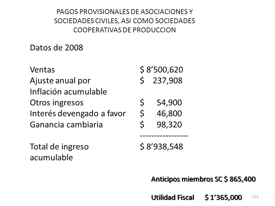 PAGOS PROVISIONALES DE ASOCIACIONES Y SOCIEDADES CIVILES, ASI COMO SOCIEDADES COOPERATIVAS DE PRODUCCION