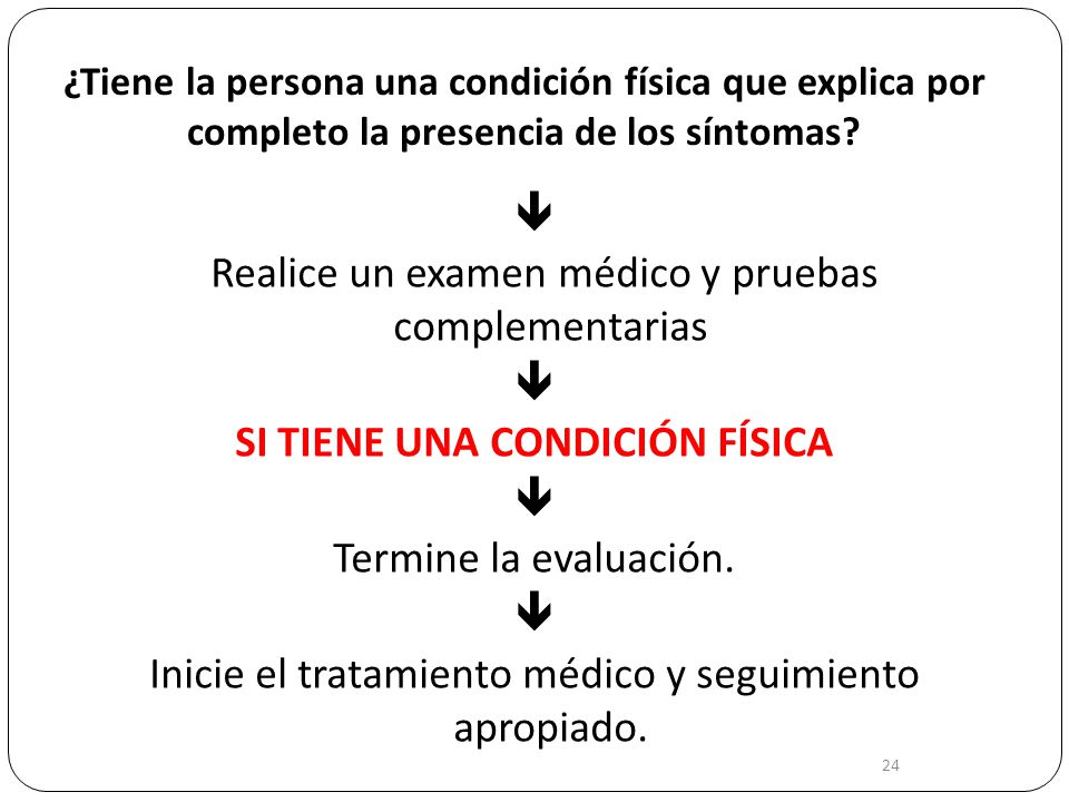 ¿Tiene la persona una condición física que explica por completo la presencia de los síntomas