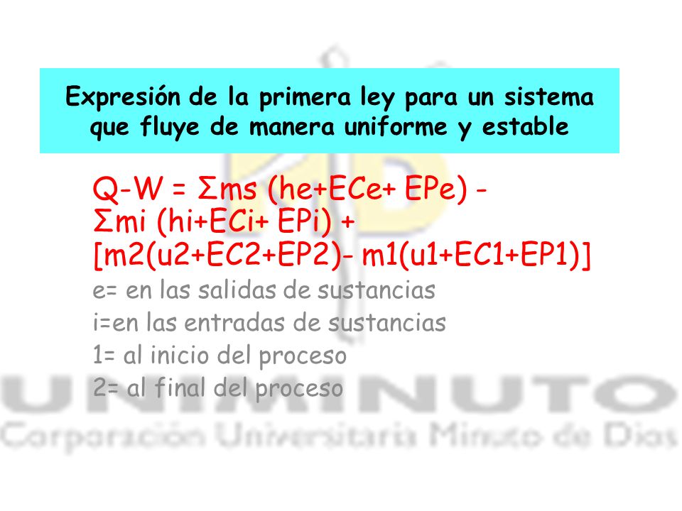 Expresión de la primera ley para un sistema que fluye de manera uniforme y estable