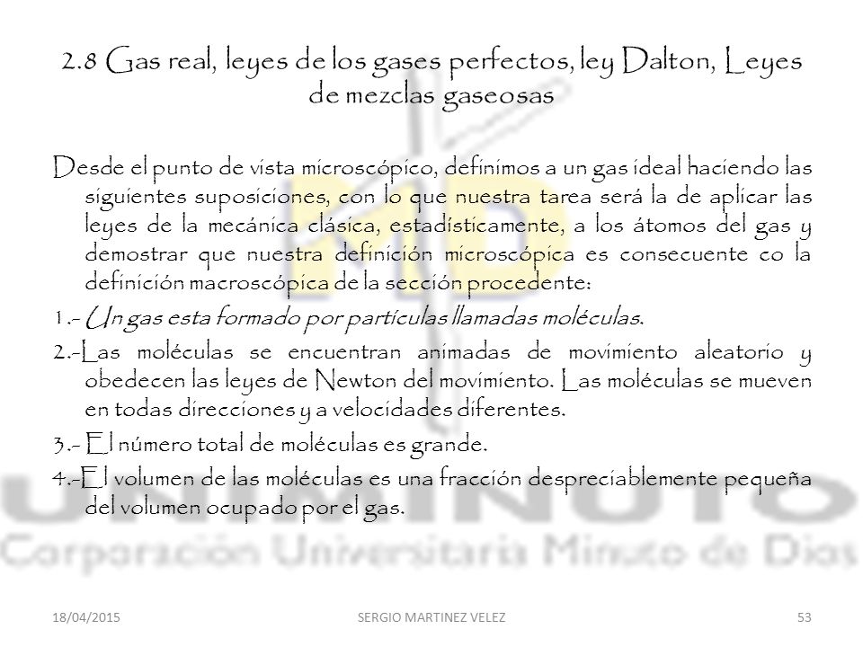 2.8 Gas real, leyes de los gases perfectos, ley Dalton, Leyes de mezclas gaseosas