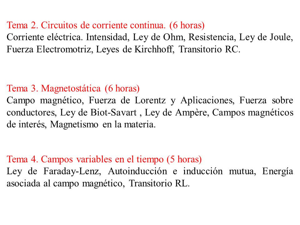 Tema 2. Circuitos de corriente continua. (6 horas)