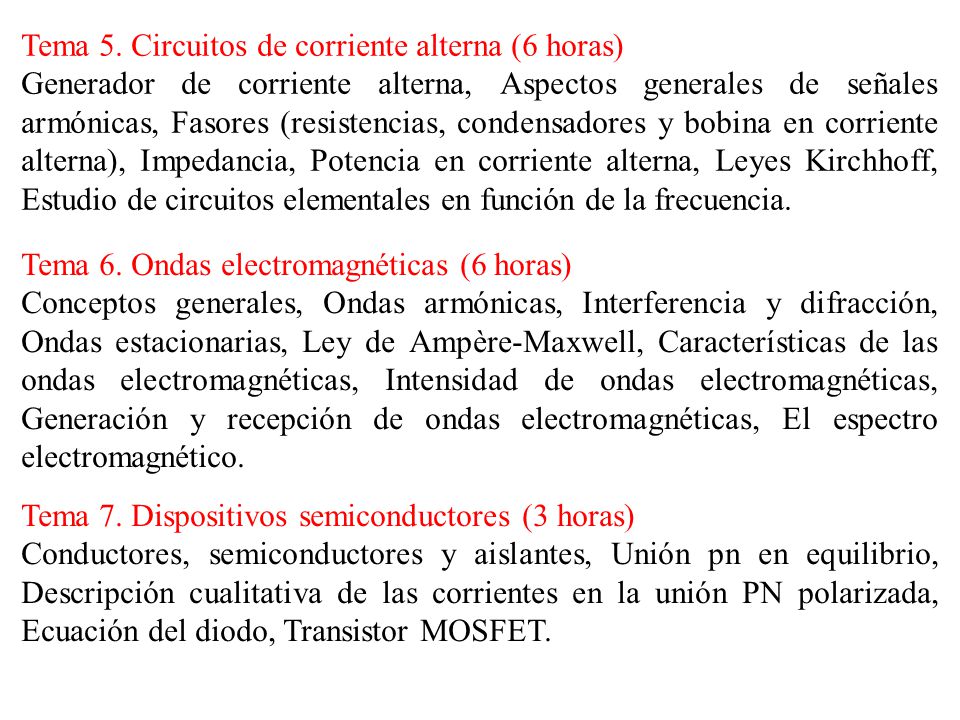 Tema 5. Circuitos de corriente alterna (6 horas)