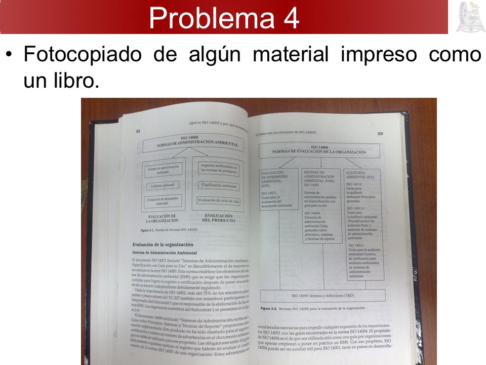 Problema 4 Fotocopiado de algún material impreso como un libro.