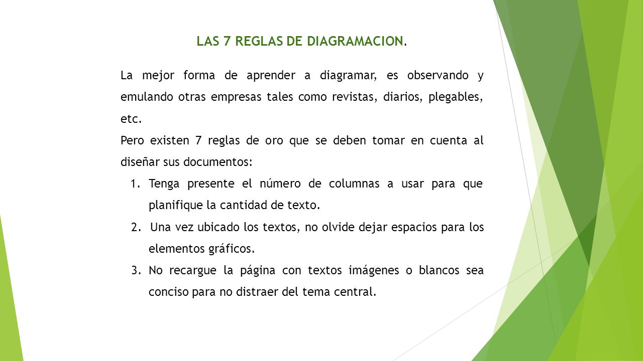 LAS 7 REGLAS DE DIAGRAMACION.