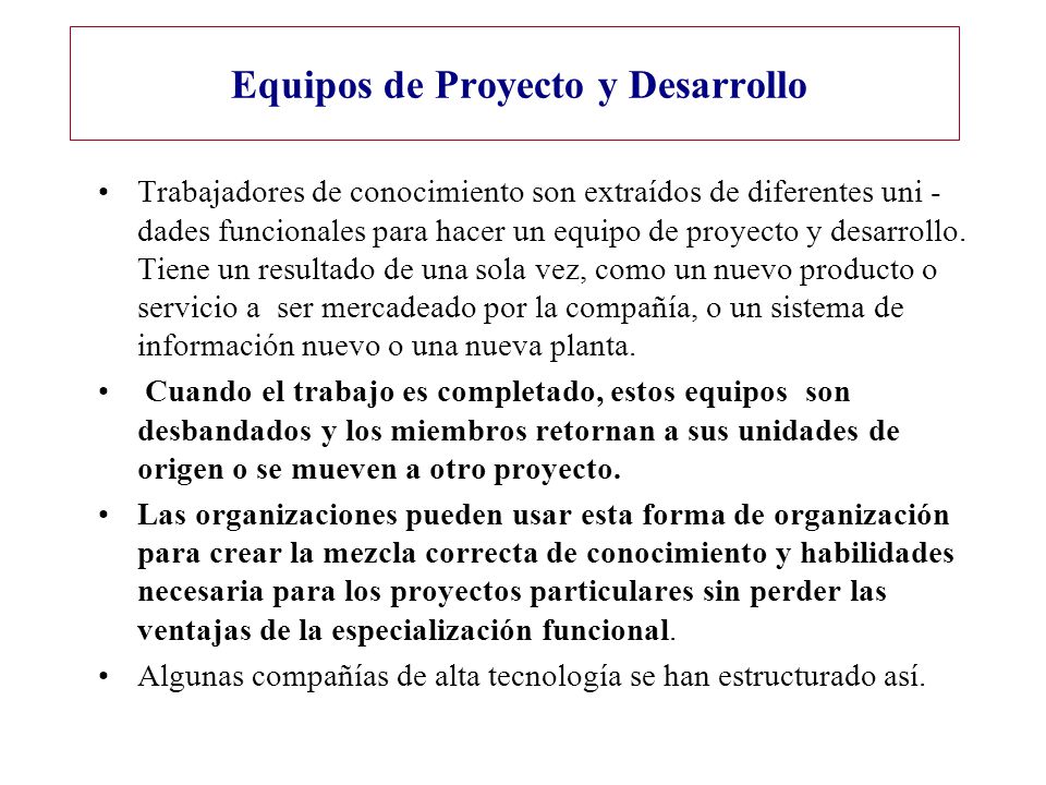 Equipos de Proyecto y Desarrollo