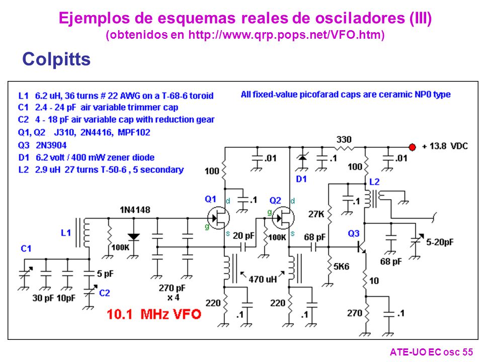 Ejemplos de esquemas reales de osciladores (III) (obtenidos en