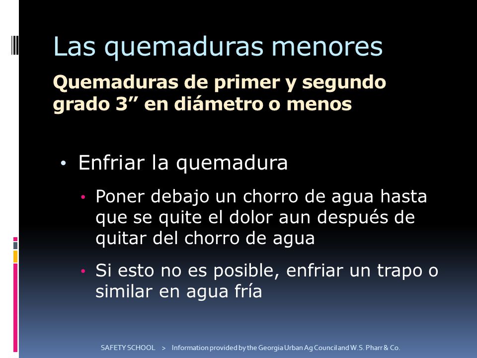 Las quemaduras menores Quemaduras de primer y segundo grado 3 en diámetro o menos