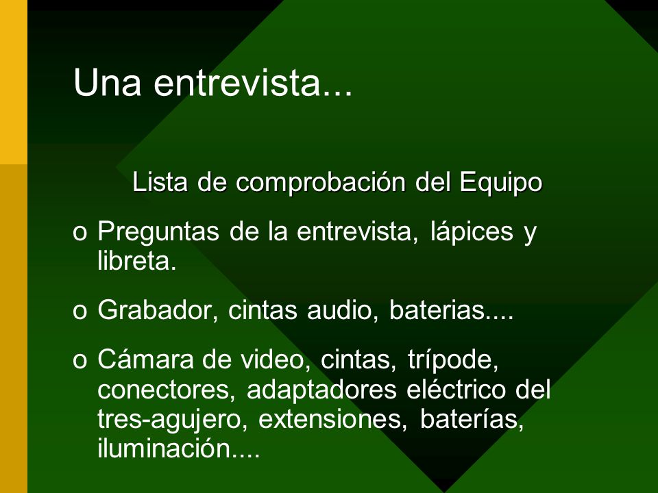 Lista de comprobación del Equipo