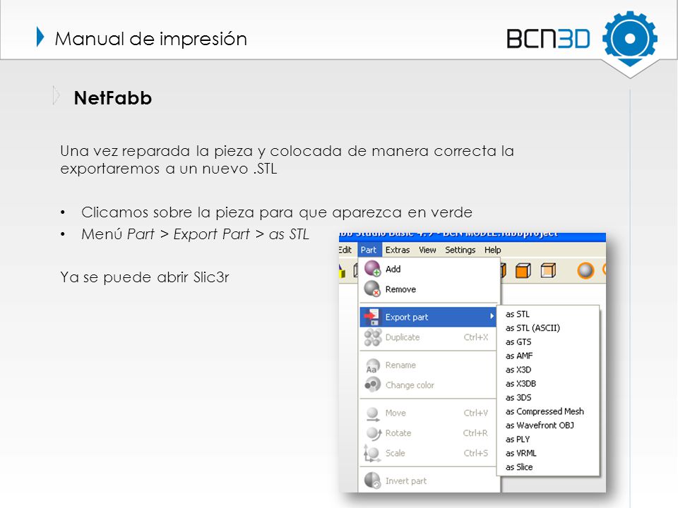 Manual de impresión NetFabb