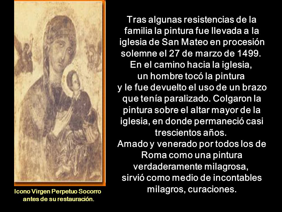 Icono Virgen Perpetuo Socorro antes de su restauración.