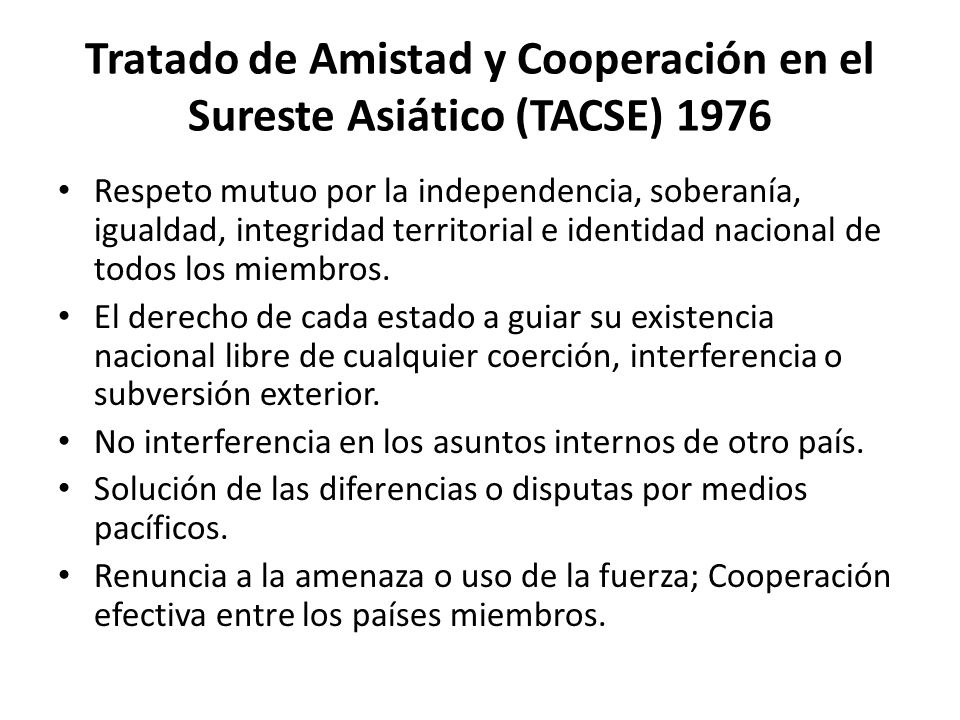 Tratado de Amistad y Cooperación en el Sureste Asiático (TACSE) 1976