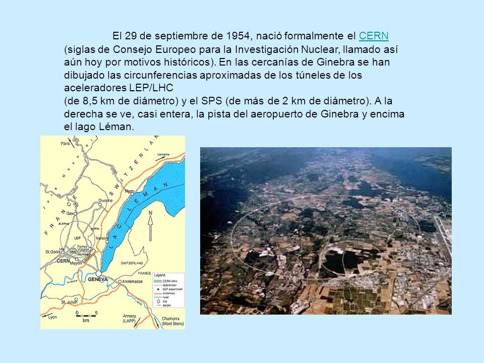 El 29 de septiembre de 1954, nació formalmente el CERN (siglas de Consejo Europeo para la Investigación Nuclear, llamado así aún hoy por motivos históricos).