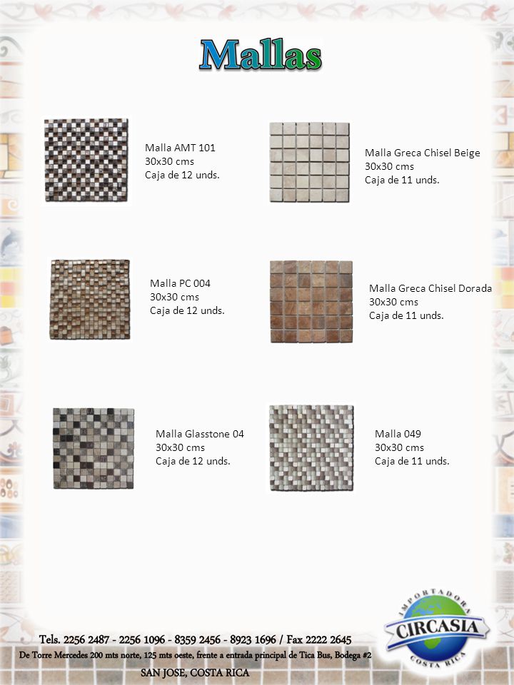 Malla AMT x30 cms. Caja de 12 unds. Malla Greca Chisel Beige. 30x30 cms. Caja de 11 unds.