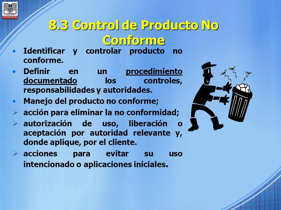 8.3 Control de Producto No Conforme