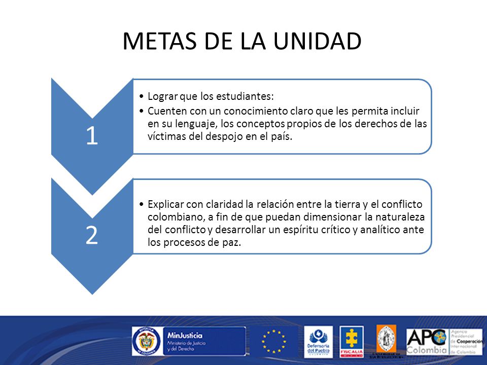 1 2 METAS DE LA UNIDAD Lograr que los estudiantes: