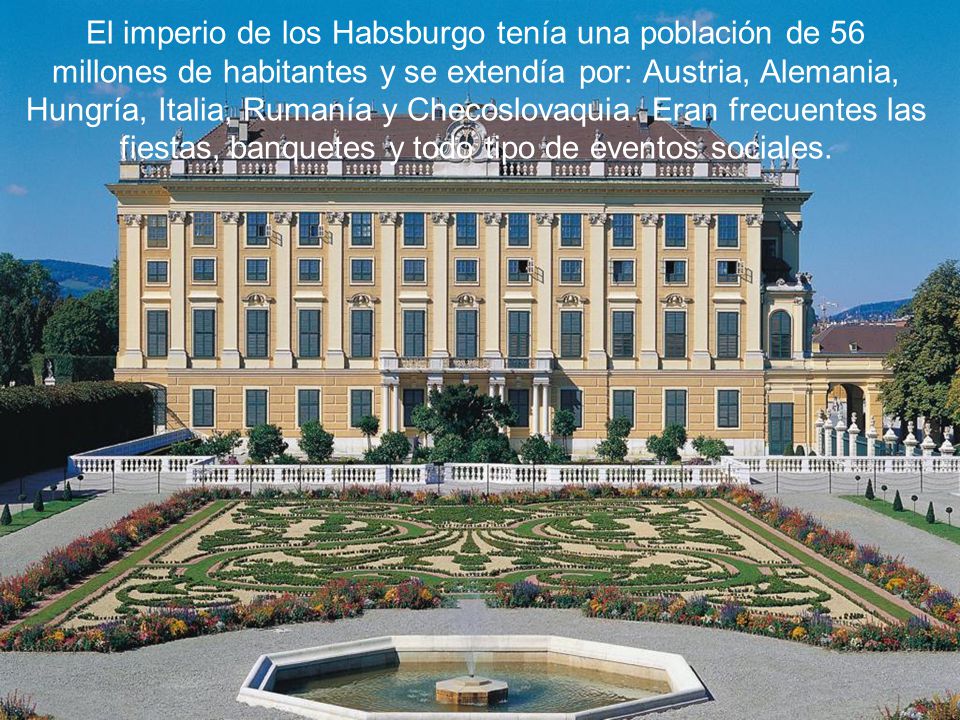 El imperio de los Habsburgo tenía una población de 56 millones de habitantes y se extendía por: Austria, Alemania, Hungría, Italia, Rumanía y Checoslovaquia.