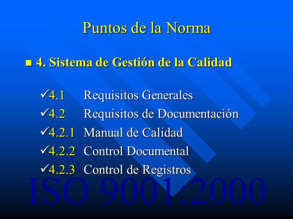 Puntos de la Norma 4. Sistema de Gestión de la Calidad