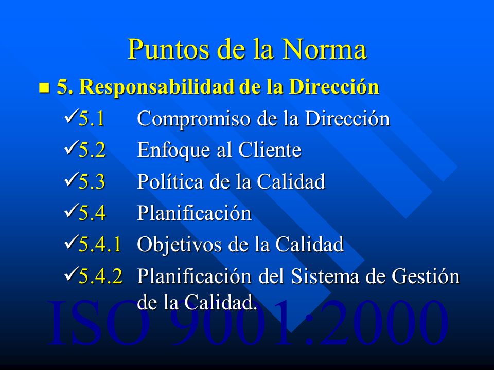 Puntos de la Norma 5. Responsabilidad de la Dirección