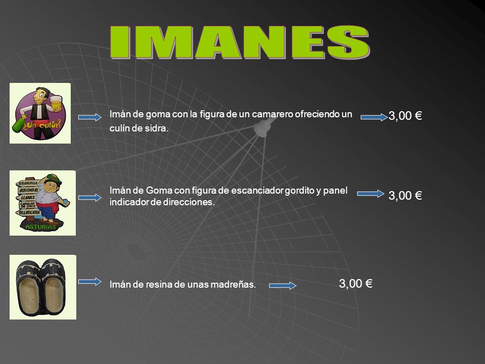 IMANES Imán de goma con la figura de un camarero ofreciendo un culín de sidra. 3,00 €