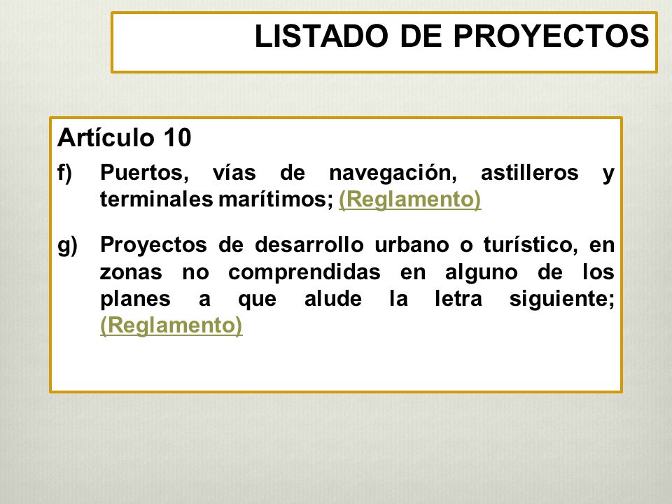 LISTADO DE PROYECTOS Artículo 10