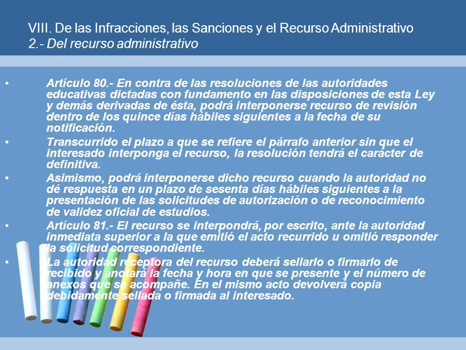 VIII. De las Infracciones, las Sanciones y el Recurso Administrativo 2