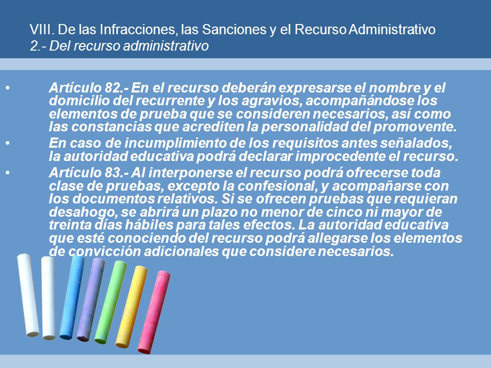 VIII. De las Infracciones, las Sanciones y el Recurso Administrativo 2