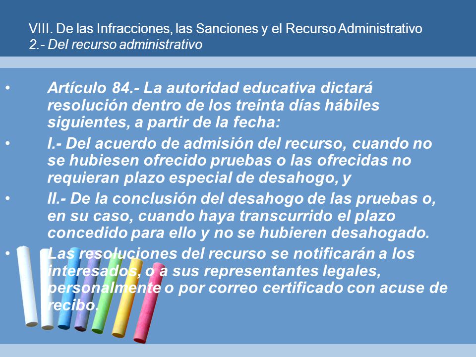VIII. De las Infracciones, las Sanciones y el Recurso Administrativo 2