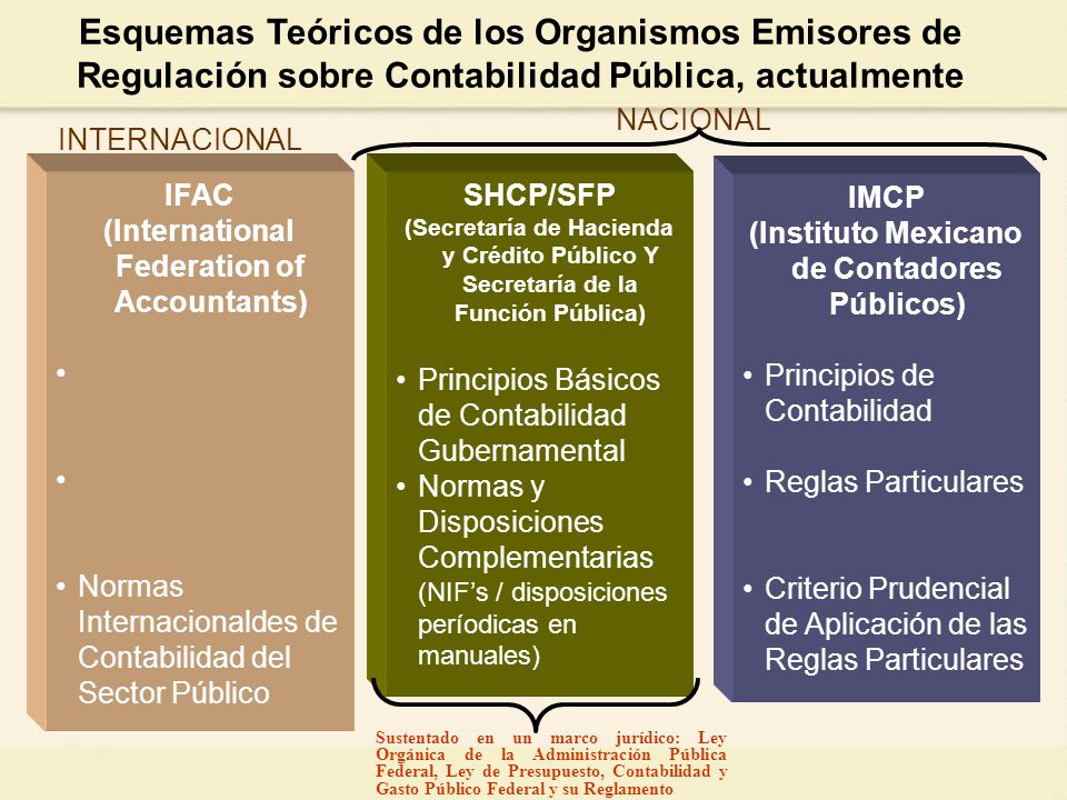 Esquemas Teóricos de los Organismos Emisores de Regulación sobre Contabilidad Pública, actualmente
