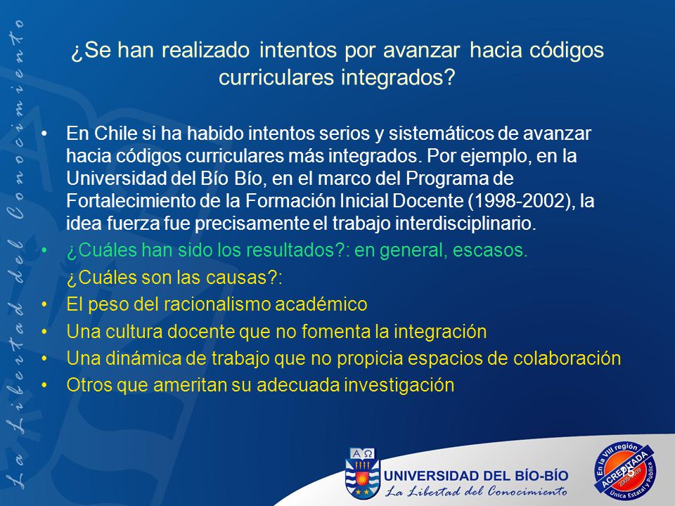 ¿Se han realizado intentos por avanzar hacia códigos curriculares integrados