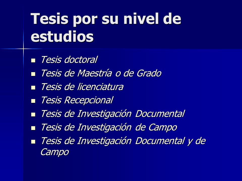 Tesis por su nivel de estudios