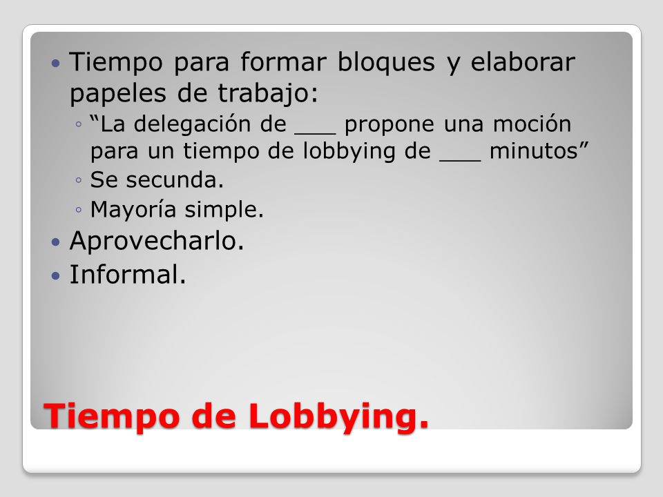 Tiempo para formar bloques y elaborar papeles de trabajo: