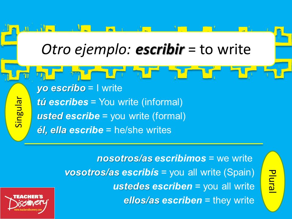Otro ejemplo: escribir = to write