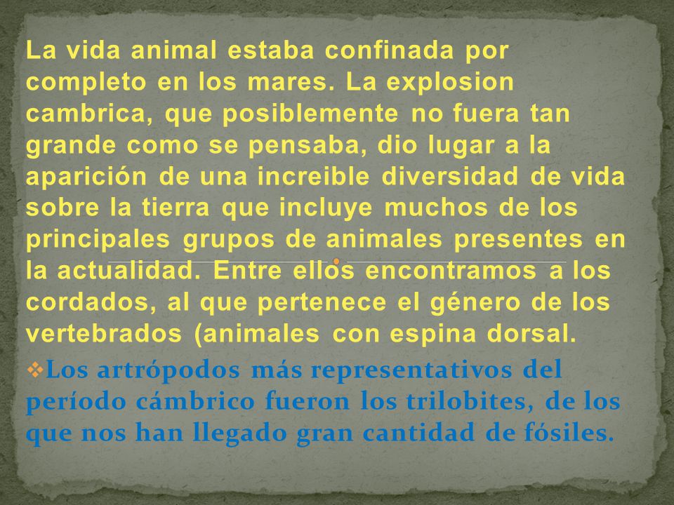 La vida animal estaba confinada por completo en los mares