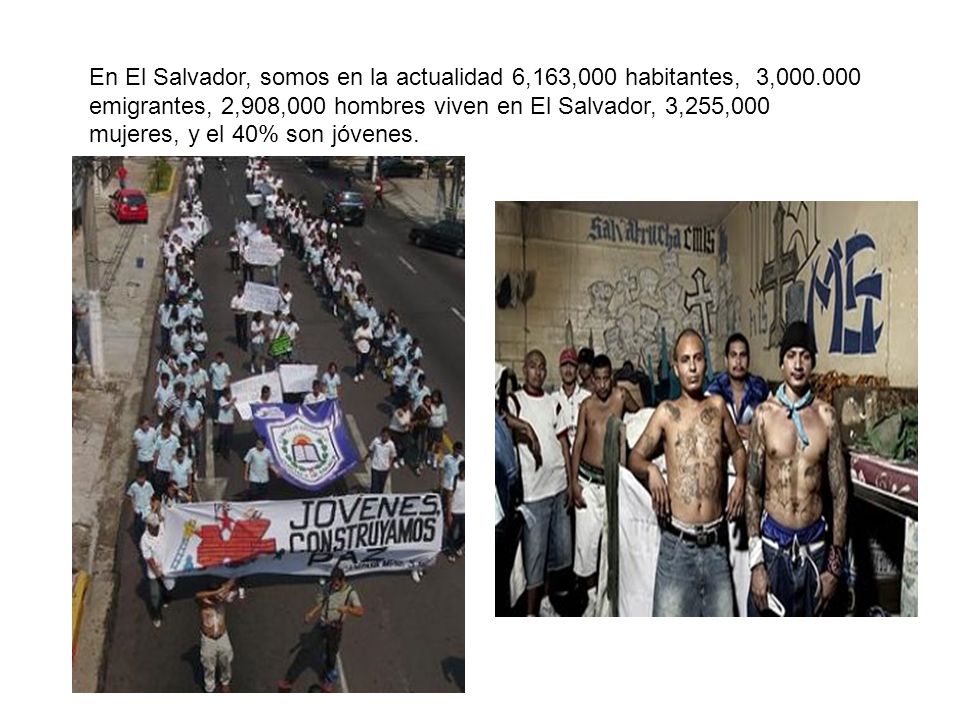 En El Salvador, somos en la actualidad 6,163,000 habitantes, 3,000